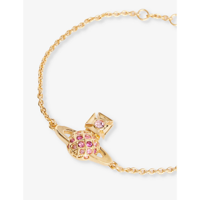 Shop Vivienne Westwood Jewellery Womens Gold / Light Rose Willa Bas Relief Gold-tone Brass And Crystal-em