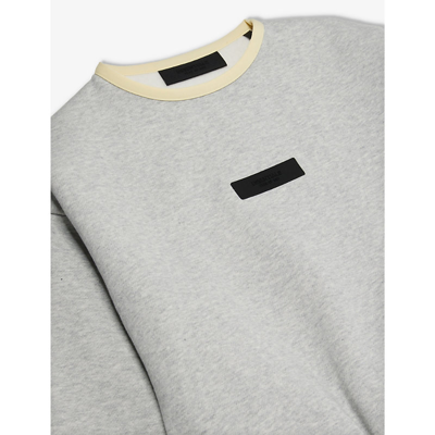 Shop Essentials Fear Of God  Boys Light Heather Grey Kids  Brand-patch Cotton-blend Sweatshirt 4