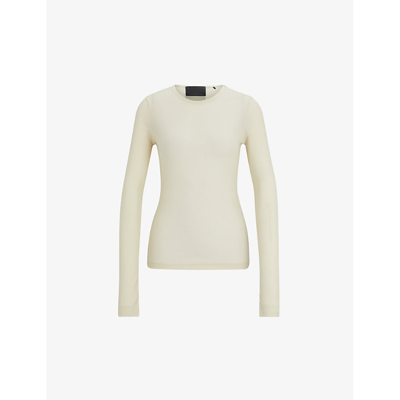 Shop Hugo Boss Boss X Naomi Campbell Ribbed Jersey Top In Open White