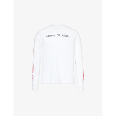 Shop Acne Studios Men's Optic White Etez Logo-print Cotton T-shirt