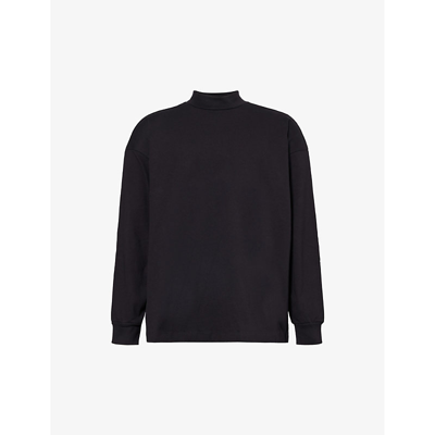 Shop Fear Of God Lounge Brand-patch Cotton-jersey T-shirt In Black