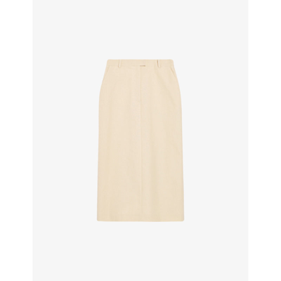 Shop Claudie Pierlot Womens Naturels Split-hem Cotton Midi Skirt