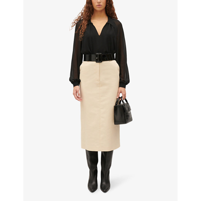 Shop Claudie Pierlot Women's Naturels Split-hem Cotton Midi Skirt