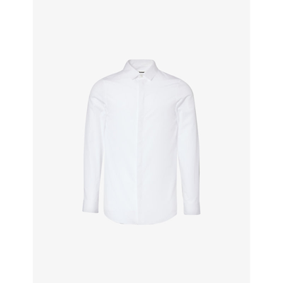 Shop Jil Sander Men's White Monday Curved-hem Slim-fit Cotton Shirt
