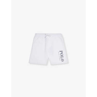 Shop Polo Ralph Lauren Boys White Kids Boys' Logo Text-print Cotton-jersey Shorts