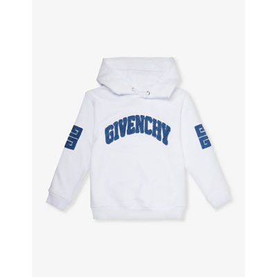 Shop Givenchy Branded Appliqué Cotton-blend Hoody 6-12 Years In White