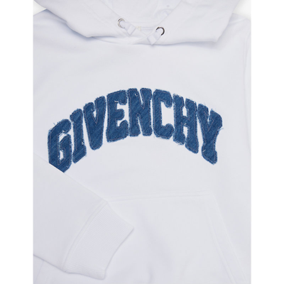 Shop Givenchy Branded Appliqué Cotton-blend Hoody 6-12 Years In White