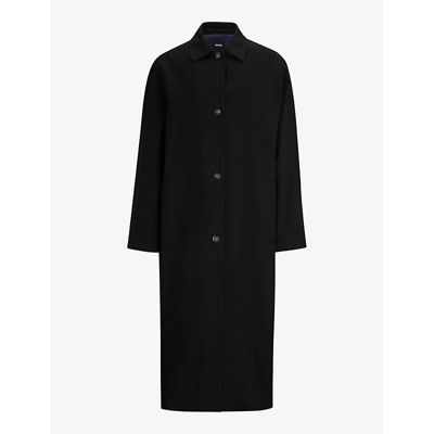 Shop Hugo Boss Boss X Naomi Campbell Relaxed-fit Wool Coat In Black