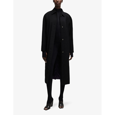 Shop Hugo Boss Boss X Naomi Campbell Relaxed-fit Wool Coat In Black