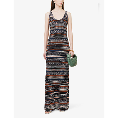 Shop Missoni Striped Slim-fit Knitted Maxi Dress In Multi-coloured