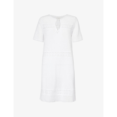 Shop Aspiga Women's White Roxy V-neck Cotton Mini Dress