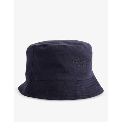 Shop Ted Baker Mens Navy Bennjie Logo-embroidered Cotton-blend Bucket Hat