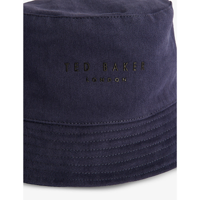 Shop Ted Baker Mens Navy Bennjie Logo-embroidered Cotton-blend Bucket Hat