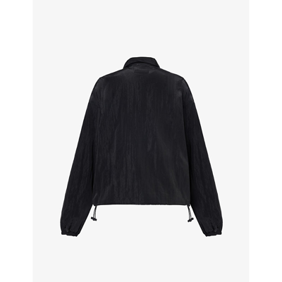 Shop Essentials Fear Of God  Womens Jet Black  Brand-appliqué Faded Denim Jacket