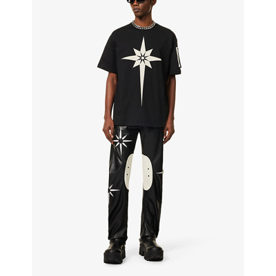 Shop Kusikohc Men's Black Origami Graphic-print Cotton-jersey T-shirt