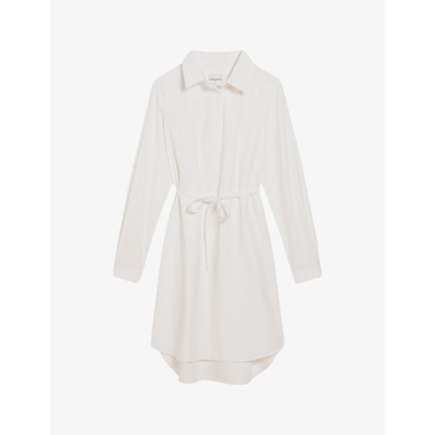 Shop Claudie Pierlot Women's Naturels V-neck Cotton Mini Dress