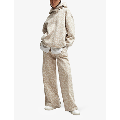 Shop Hugo Boss Boss Women's Open White X Naomi Campbell Leopard-pattern Stretch Cotton-blend Hoody