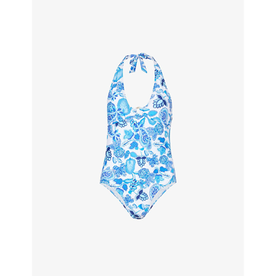 Shop Aspiga Women's Paisley Blue Graphic-pattern Stretch Recycled-polyester Swimsuit
