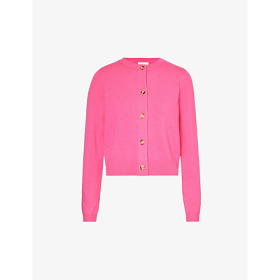 Shop Aspiga Womens Bright Pink Brittany Brushed-texture Wool Cardigan