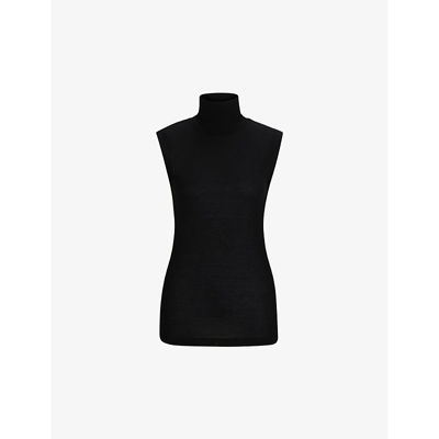Shop Hugo Boss Boss X Naomi Campbell Turtleneck Woven Top In Black