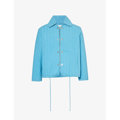 Shop Craig Green Men's Blue Popper-embellished Quilted Cotton Jacket
