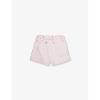Shop Givenchy Logo-print Cotton-blend Shorts 4-12 Years In Marshmallow