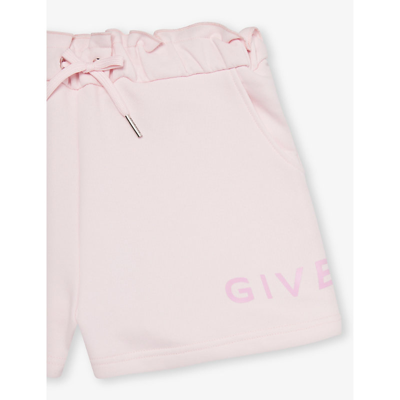 Shop Givenchy Girls Marshmallow Kids Logo-print Cotton-blend Shorts 4-12 Years