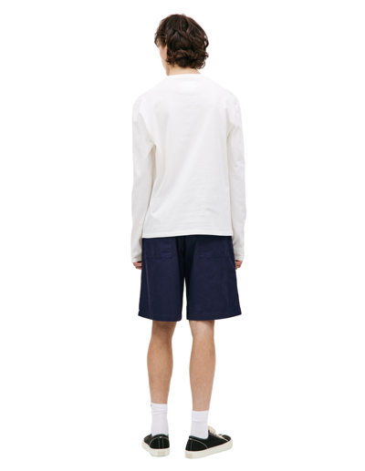 Jil Sander Long-sleeved Cotton T-shirt With Black Front Printed Logo In White