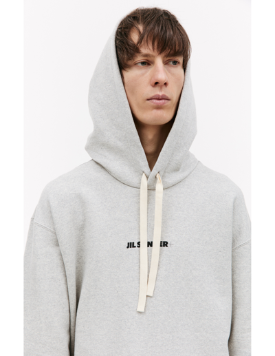 Shop Jil Sander Logo Printed Hoodie In Grey