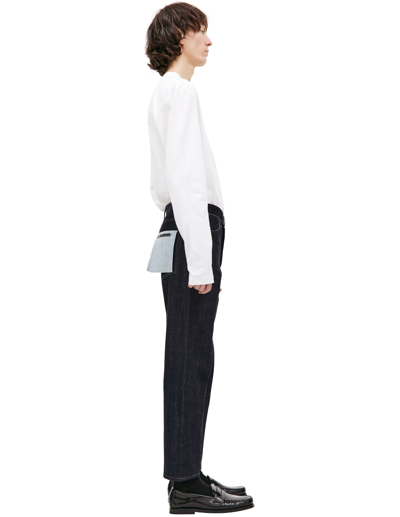 Jil Sander Blue Jeans With Belt Loops And Logo Patch On The Rear In Denim Man In Navy Blue
