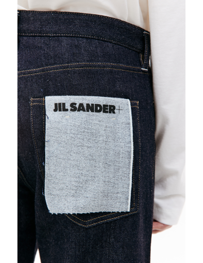 Jil Sander Blue Jeans With Belt Loops And Logo Patch On The Rear In Denim Man In Navy Blue