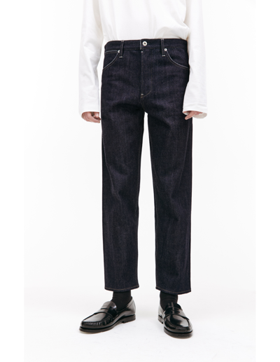 Jil Sander Blue Jeans With Belt Loops And Logo Patch On The Rear In Denim Man In Navy Blue