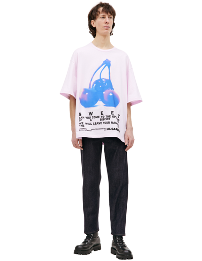 Shop Jil Sander Pink Printed T-shirt