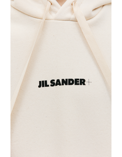 Shop Jil Sander Oversized Logo Hoodie In Beige
