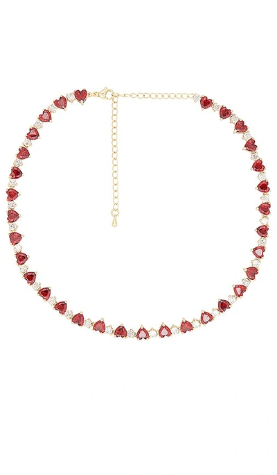 Shop Bonbonwhims Heart To Heart Tennis Necklace In Red