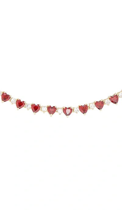 Shop Bonbonwhims Heart To Heart Tennis Necklace In Red
