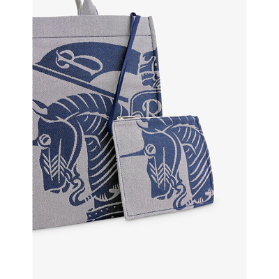 Shop Burberry Equestrian Knight Design Cotton-blend Tote Bag