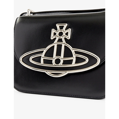 Vivienne Westwood Rectangular Leather Crossbody Bag With Metallic Emblem In White