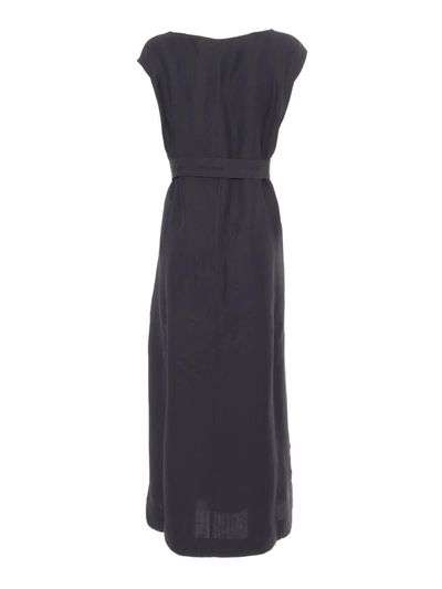 Fabiana Filippi Relaxed Black Midi Dress With Gathered Waist In Black
