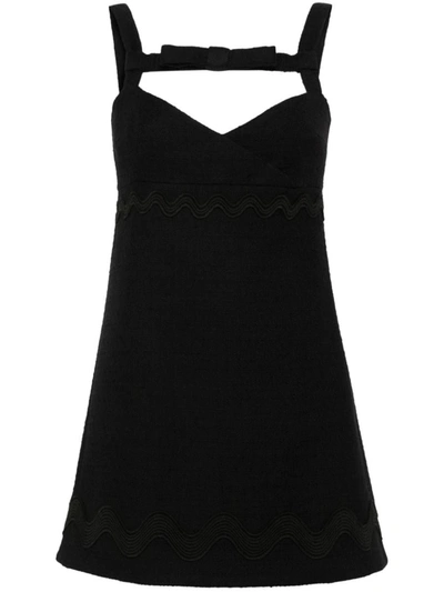 Shop Patou Scallop-trim Mini Dress In Black