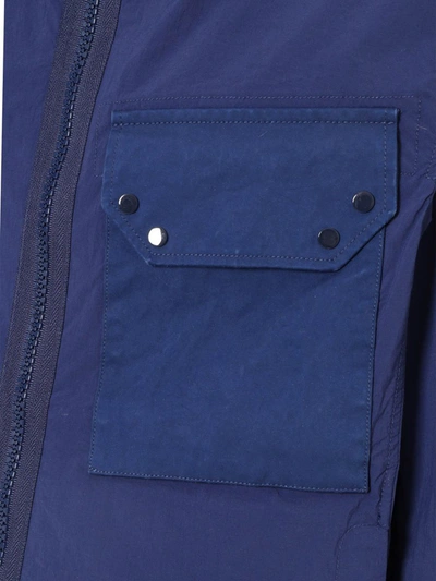 Ten C Blue Jacket With Hoodie In Blue