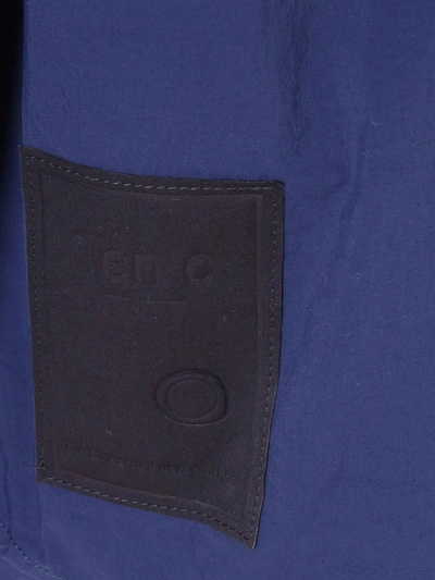 Ten C Blue Jacket With Hoodie In Blue