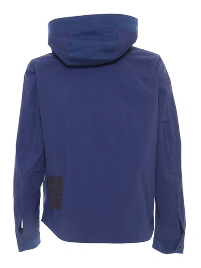 Ten C Blue Jacket With Hoodie In Blue