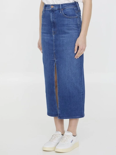 Shop Mother The Reverse Pencil Pusher Skirt In Blue