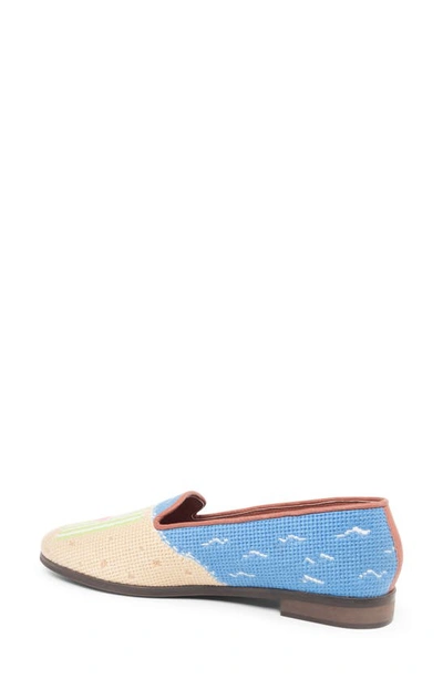 Shop Bypaige Needlepoint Beach Flat In Navy Sand