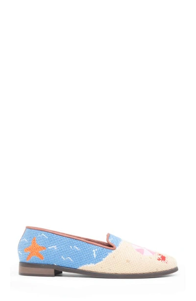 Bypaige Needlepoint Beach Flat In Navy Sand