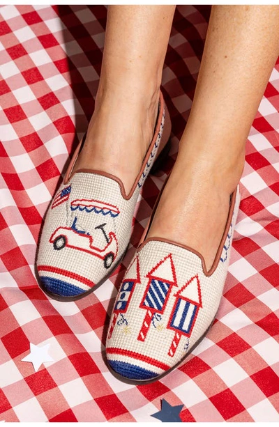 Shop Bypaige Needlepoint Flat In Red White Blue