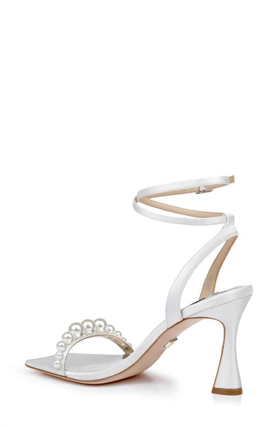 Shop Badgley Mischka Cailey Ankle Strap Metallic Sandal In Soft White