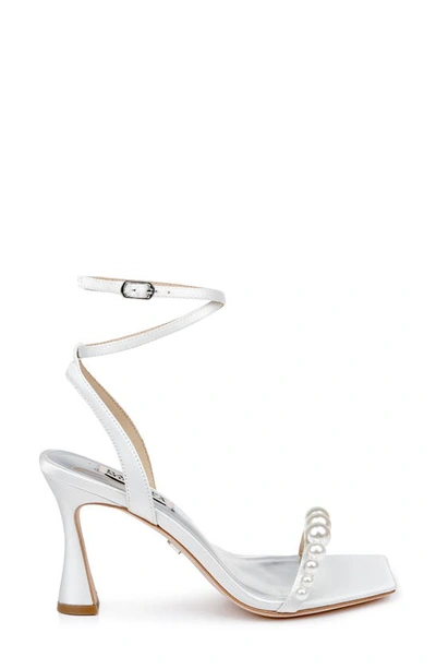 Shop Badgley Mischka Cailey Ankle Strap Metallic Sandal In Soft White