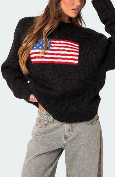Shop Edikted Usa Oversize Chunky Sweater In Black